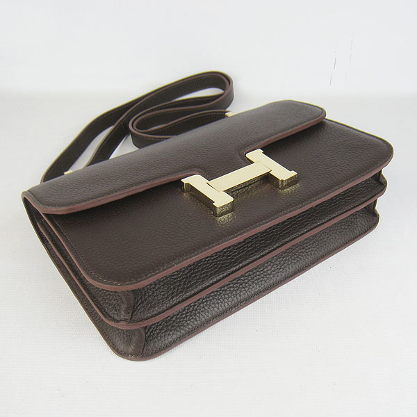 7A Hermes Constance Togo Leather Single Bag Dark Coffee Gold Hardware H020 - Click Image to Close